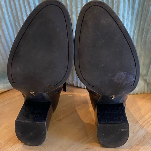 Louise et Cie Ankle Boots Zip Accent Buckles BLACK Leather Size 9 M Women - Picture 6 of 7